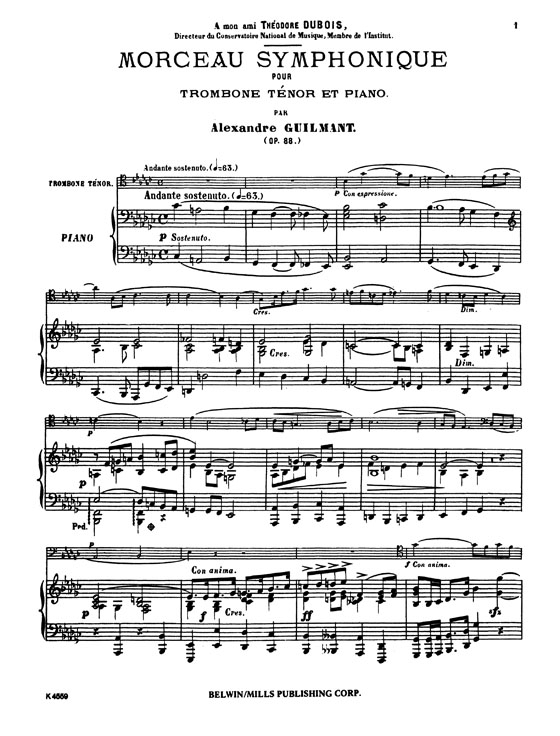 Alexander Guilmant【Morceau Symphonique , Opus 88】for Trombone and Piano