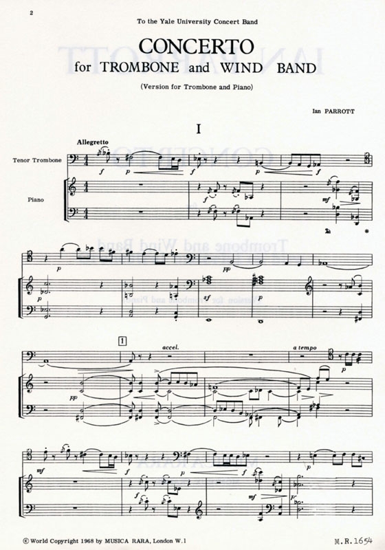 Ian Parrott【Concerto】for Trombone and Wind Band (Version for Trombone & Piano)