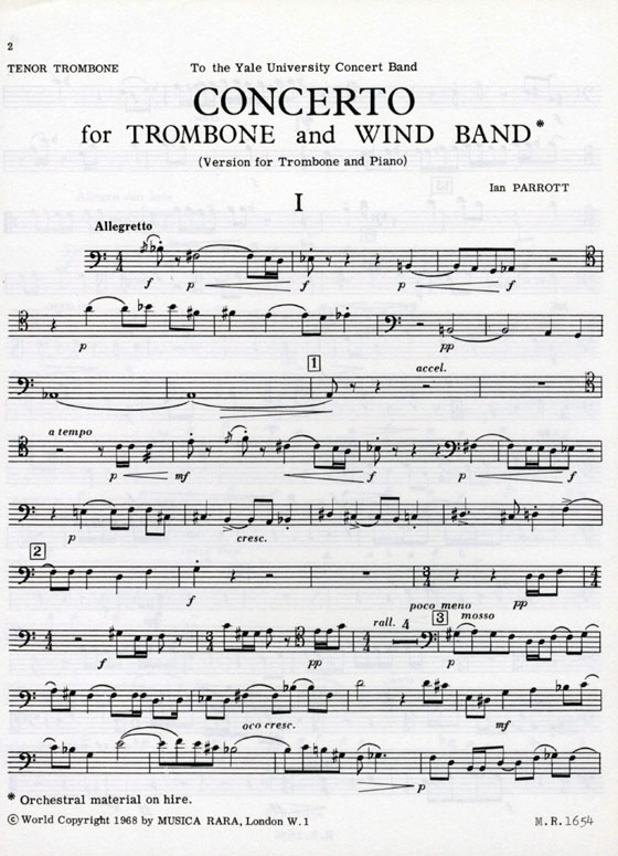 Ian Parrott【Concerto】for Trombone and Wind Band (Version for Trombone & Piano)