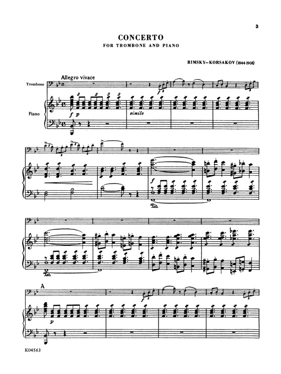 Rimsky-Korsakov【Concerto】for Trombone and Piano