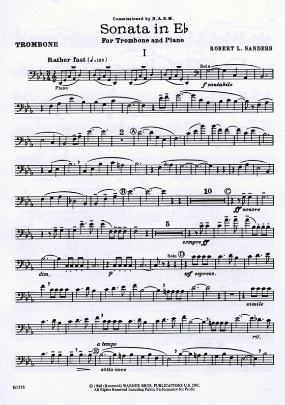 Sanders【Sonata in E♭】for Trombone and Piano