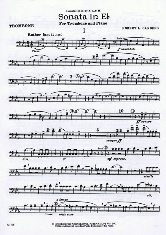 Sanders【Sonata in E♭】for Trombone and Piano Sanders【Sonata in E♭】for Trombone and Piano