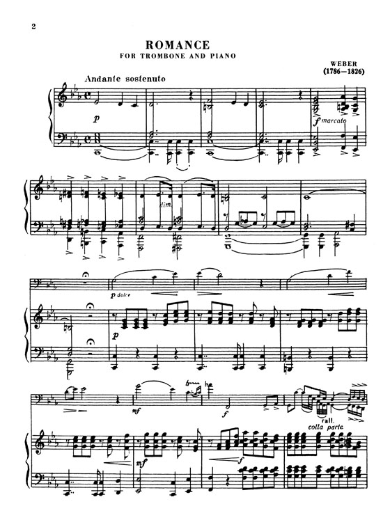Weber【Romance】for Trombone and Piano Weber【Romance】for Trombone and Piano