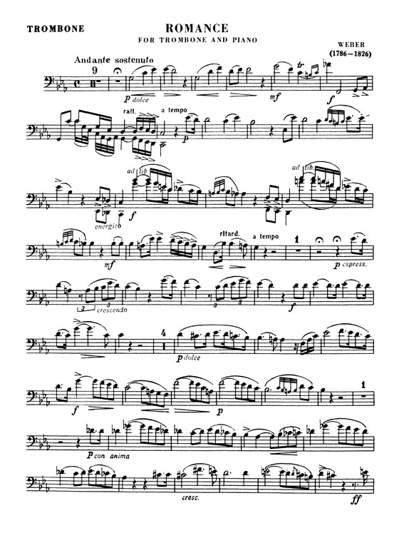 Weber【Romance】for Trombone and Piano Weber【Romance】for Trombone and Piano