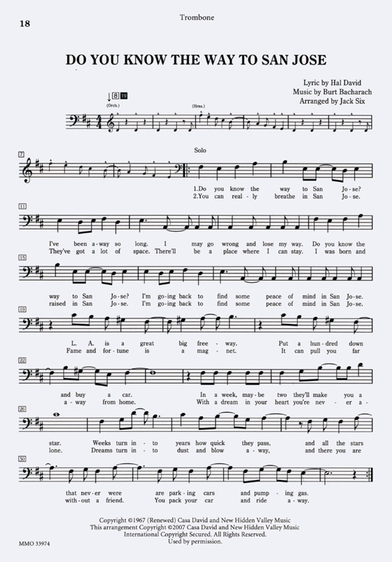 Play the Music of Burt Bacharach【CD+樂譜】Trombone