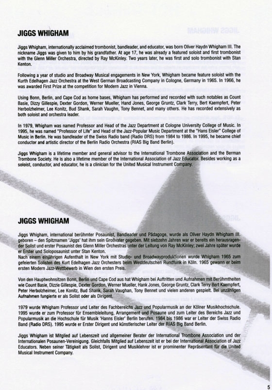 Jiggs Whigham【Play along Fusion】5 Solos for Trombone Jiggs Whigham【Play along Fusion】5 Solos for Trombone