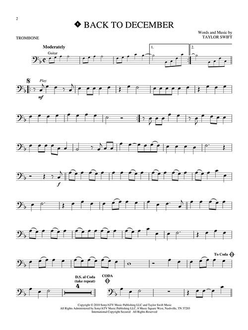 Taylor Swift【CD+樂譜】for Trombone