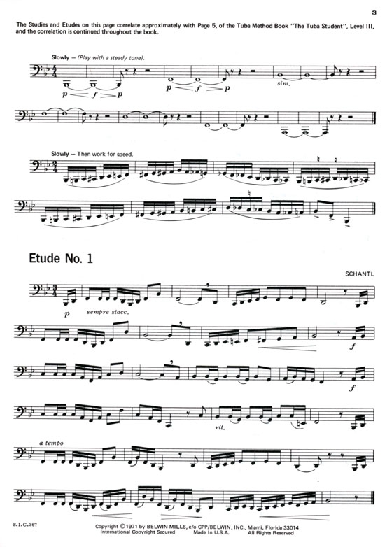 Student Instrumental Course【Studies and Melodious Etudes for Tuba (Bass)】Level Three
