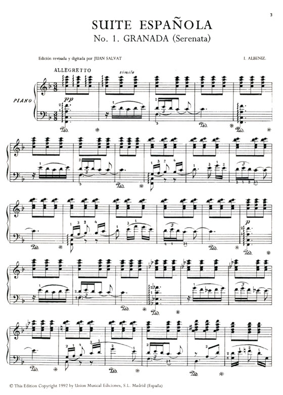 Isaac Albéniz【Suite Española , Opus 47】Para Piano