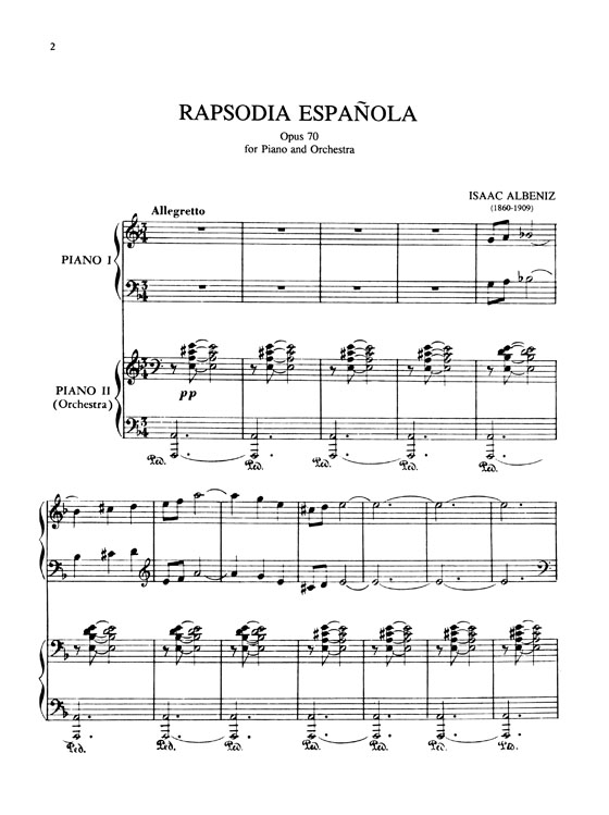 Isaac Albeniz【Rapsodia Española , Opus 70】for Two Pianos, Four Hands