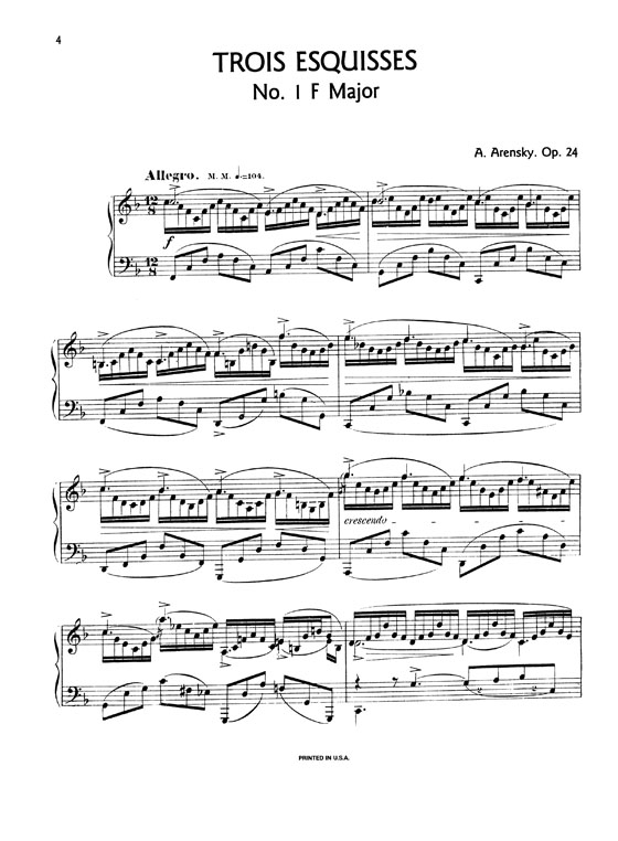 Arensky【Trois Esquisses , Opus 24】for Piano