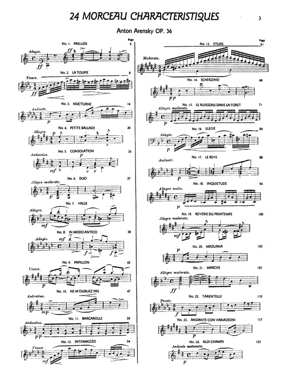 Arensky【Twenty Four Morceau Characteristiques , Op. 36】Piano Solo