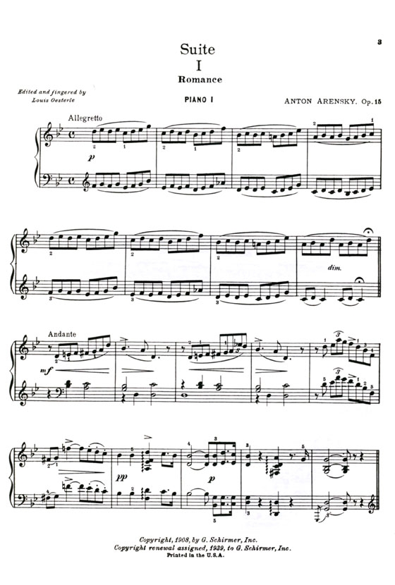 Arensky【Suite Op. 15】for Two Pianos