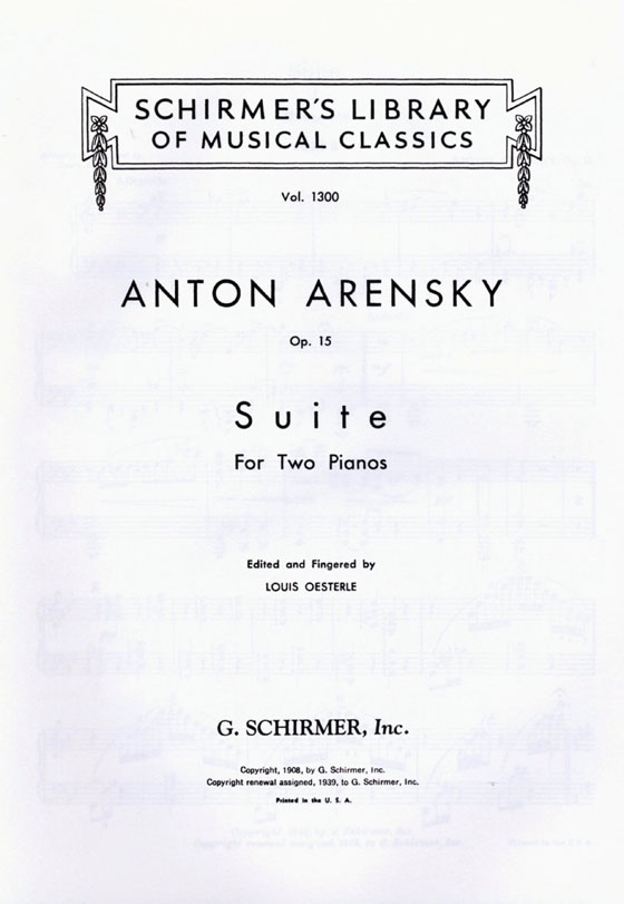 Arensky【Suite Op. 15】for Two Pianos