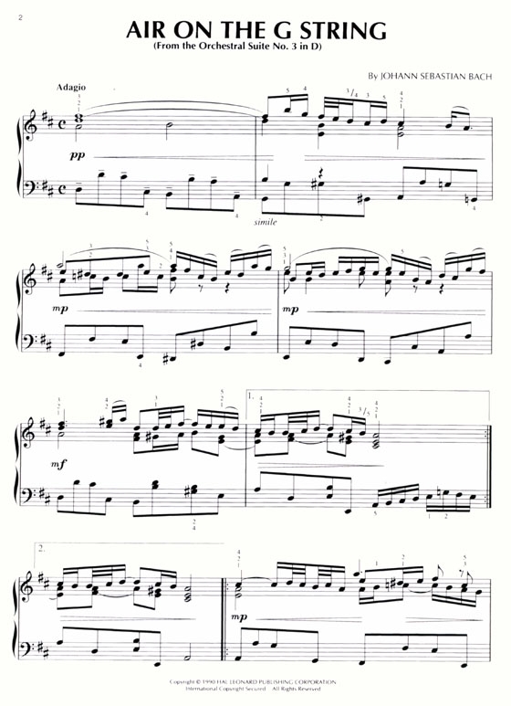 J.S. Bach【Air on the G String】for Piano Solo