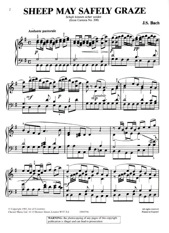 J.S.Bach【Sheep May Safely Graze】for Easy Piano : 56