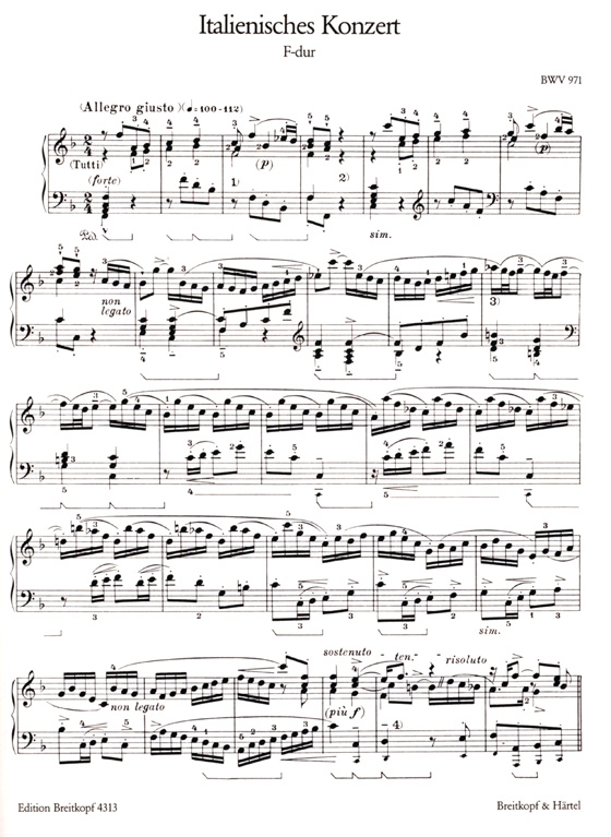 J.S. Bach【Klavierwerke , Busoni-Ausgabe , Band ⅩⅢ】Italienisches Konzert F-dur , BWV 971 / Partita h-moll , BWV 831