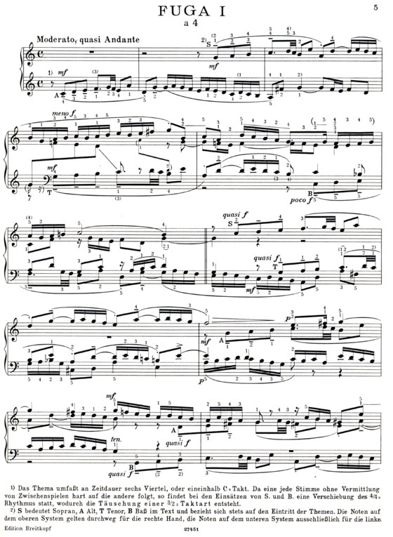 J.S. Bach【Klavierwerke Bousoni-Ausgabe , Band Ⅰ】Das Wohltemperierte Klavier, Ersten Teil, Heft 1: BWV 846-853