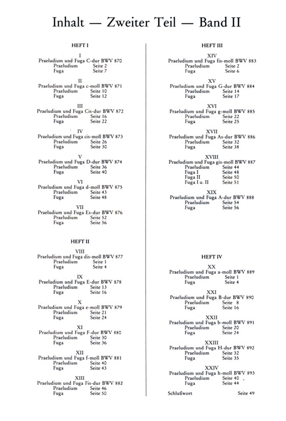 J.S. Bach【Klavierwerke Bousoni-Ausgabe , Band Ⅱ】 Das Wohltemperierte Klavier, Zweiter Teil,Heft: 1 BWV 870-876