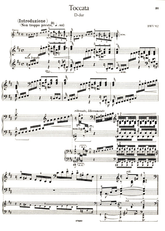 J.S. Bach【Klavierwerke Busoni-Ausgabe , BandⅩⅦ】Toccaten , BWV 910-913