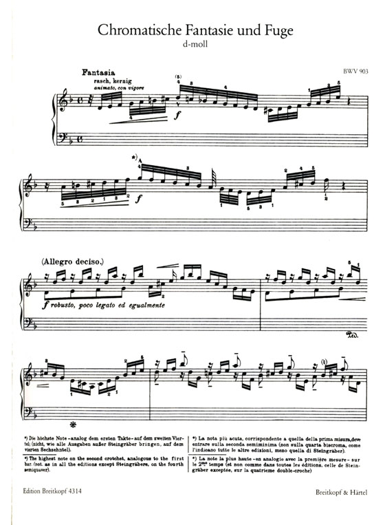 J.S. Bach【Klavierwerke Busoni-Ausgabe , BandⅩⅣ】Mehrsätzige Vortragsstücke , BWV 903 , 906 , 968 , 992 , 998