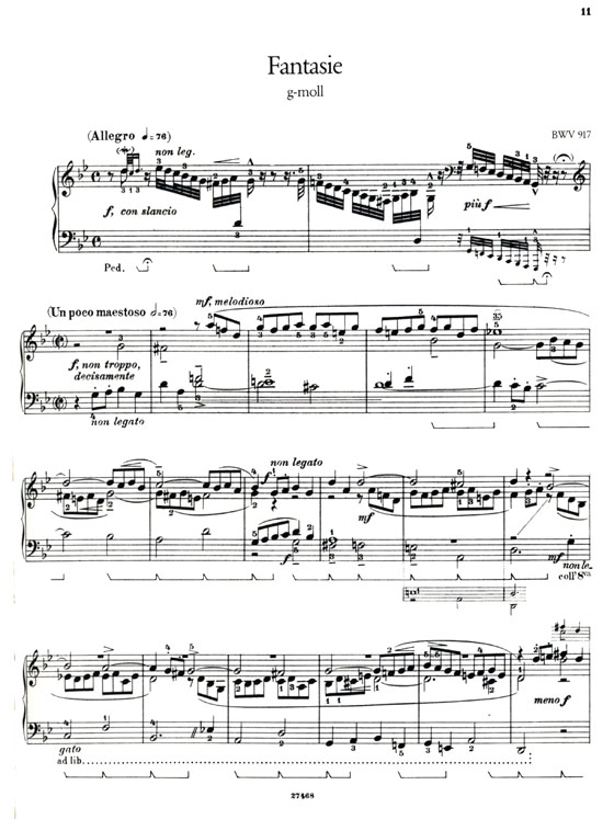 J.S. Bach【Klavierwerke Busoni-Ausgabe , Band XXII】Fantasien BWV 917-922 , Fugen BWV 956-959 , Fugato BWV 962