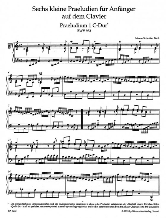 Bach【Einzeln überlieferte Klavierwerke Ⅰ】BWV 917 , 918 , 921 , 894-896 , 903 , 903a【Sechs Kleine Praeludien】BWV 933-938