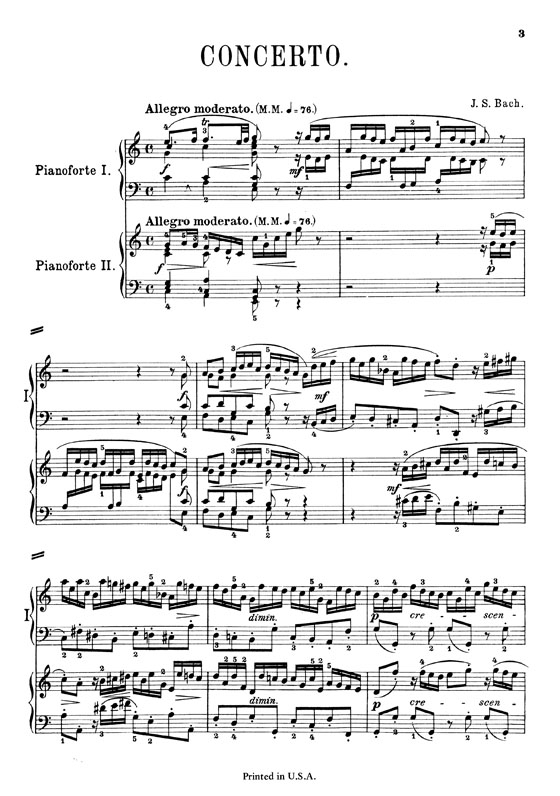 J.S. Bach【Concerto In C Major】for Two Pianos / Four Hands