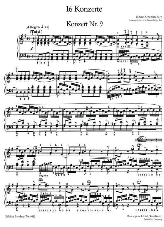 J.S. Bach【Klavierwerke Busoni-Ausgabe , Band XII】 Konzerte Nr. 9-16 , BWV 980-987