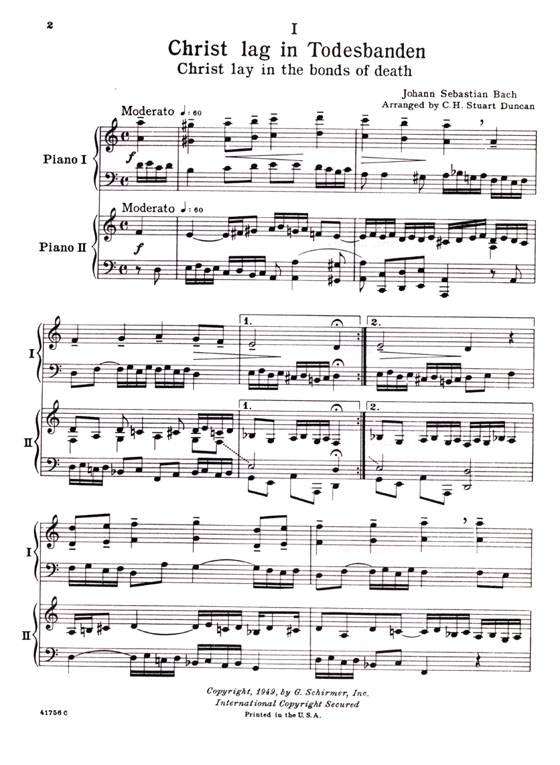 J.S. Bach【Eleven Chorale Preludes from The Little Organ Book】Two Pianos, Four Hands(Duncan)