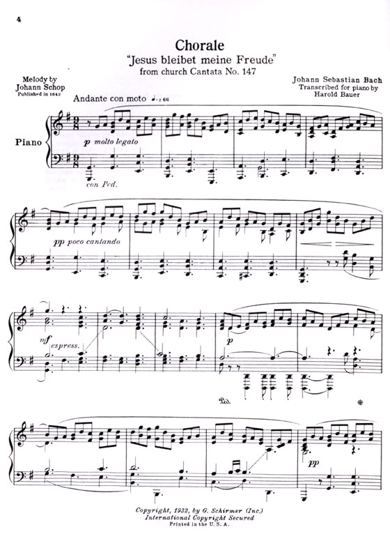 J.S. Bach【Jesus Bleibet Meine Freude】from Cantata , No. 147 for the Piano