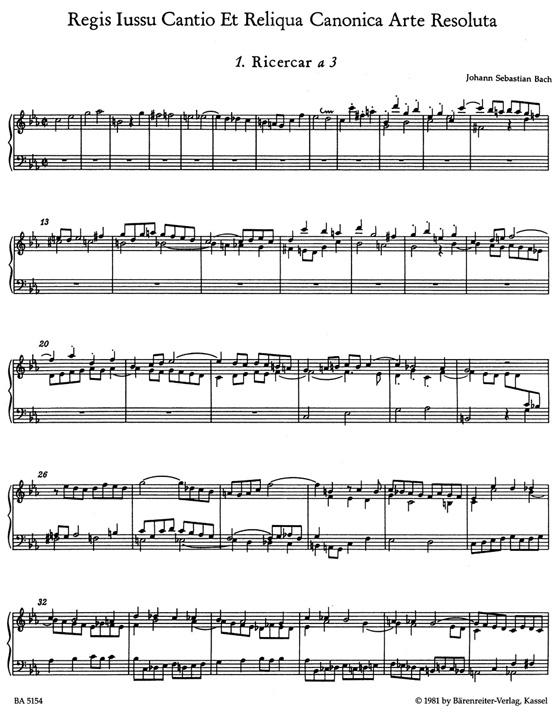 Bach【Musikalisches Opfer/ Musical Offering , Heft 1 , BWV 1079】Ricercari für Cembalo(Pianoforte) Bach【Musikalisches Opfer/ Musical Offering , Heft 1 , BWV 1079】Ricercari für Cembalo(Pianoforte)