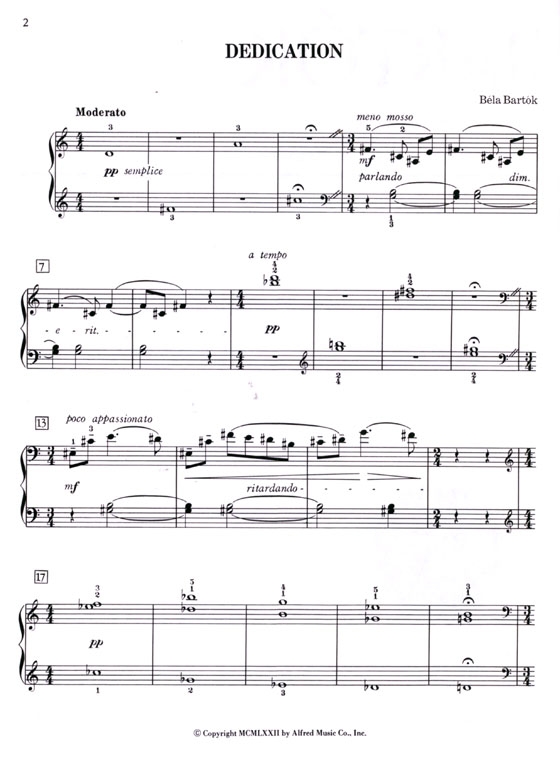 Bela Bartok【10 Easy Pieces】for The Piano