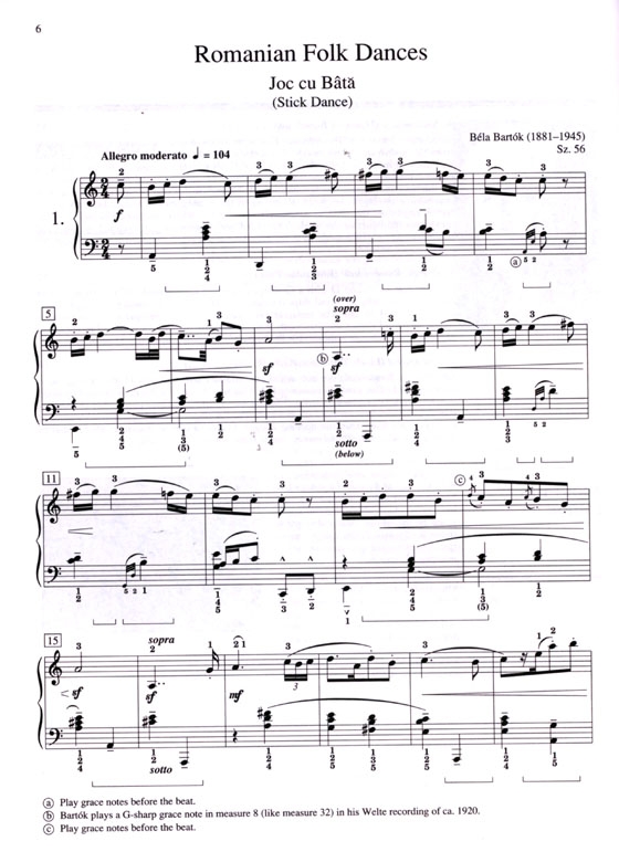 Béla Bartók【CD+樂譜】Romanian Folk Dances, Sz. 56 for the Piano
