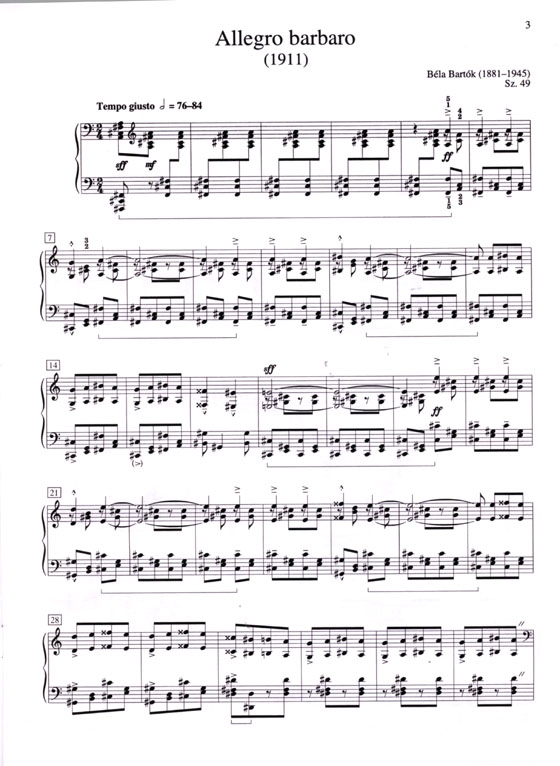 Bela Bartok【 Allegro Barbaro, Sz. 49】for the Piano