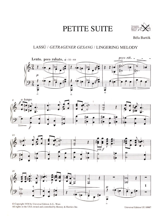Béla Bartók【Petite Suite】for The Piano