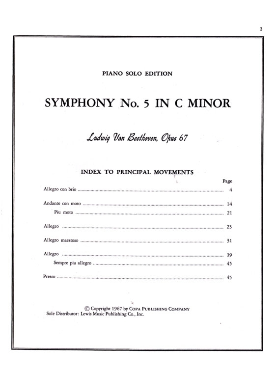 Beethoven【Symphony No. 5 in C Minor , Opus 67】Piano Solo