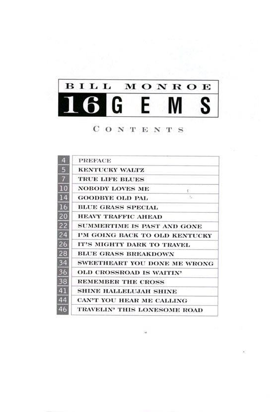 Bill Monroe【16 Gems】for Mandolin