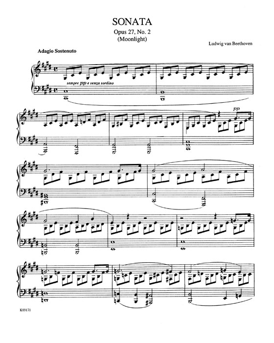 Beethoven【Sonata Op. 27, No. 2 (Moonlight) 】for Piano