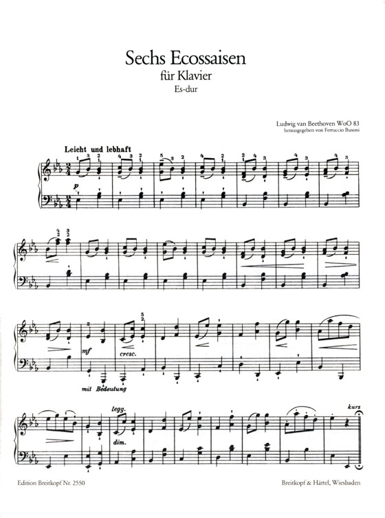 Beethoven【Sechs Ecossaisen , Es-dur , WoO 83】für Klavier