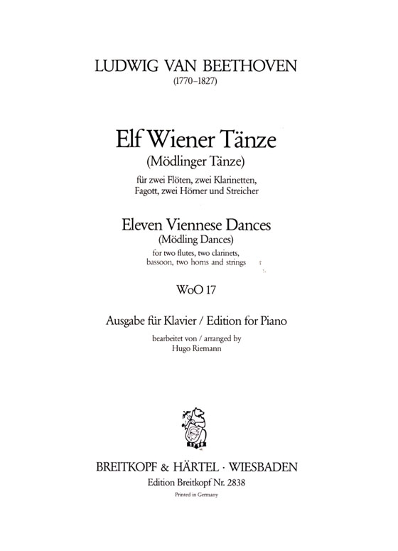 Beethoven【Elf Wiener Tänze(Mödlinger Tänze) ,WoO 17】für Klavier