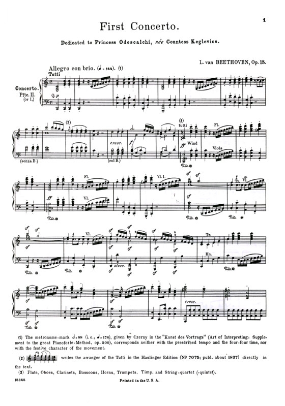 Beethoven【Concerto No. 1 in C Major , Op. 15】for the Piano(2 Piano,4 Hands)