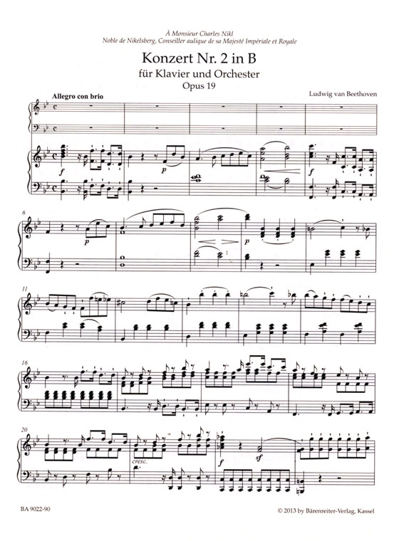 Beethoven【Konzert Nr. 2 in B , Op. 19 】für Klavier und Orchester Beethoven【Konzert Nr. 2 in B , Op. 19 】für Klavier und Orchester