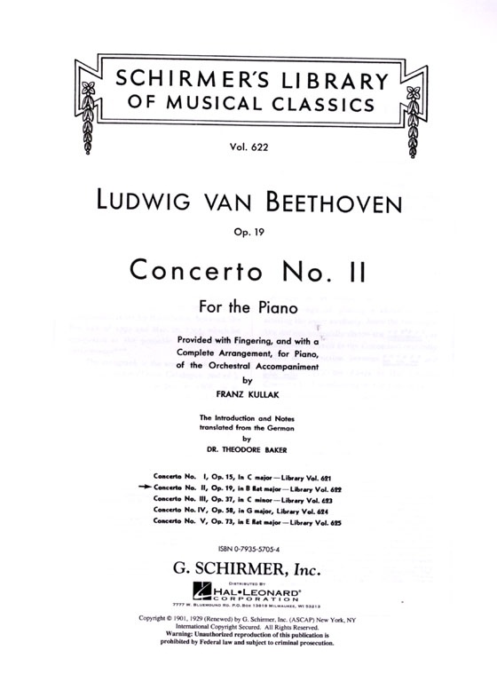 Beethoven【Concerto No. 2 in Bb major , Op. 19】for the Piano