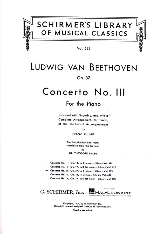 Beethoven【Concerto No. 3 in C Minor, Op. 37 】for the Piano