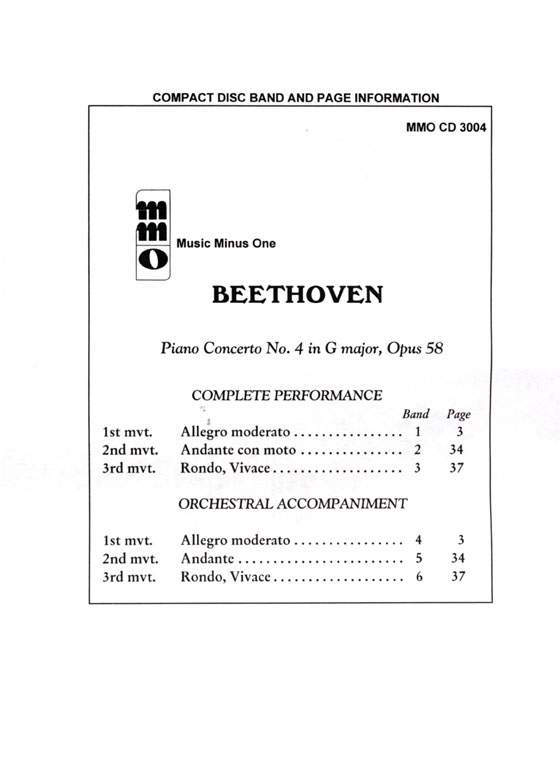 Beethoven【CD+樂譜】Piano Concerto No. 4 in G Major , Op.58