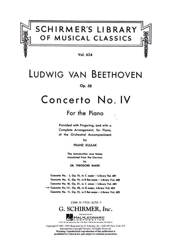 Beethoven【Concerto No. 4 in G Major , Op.58】for the Piano