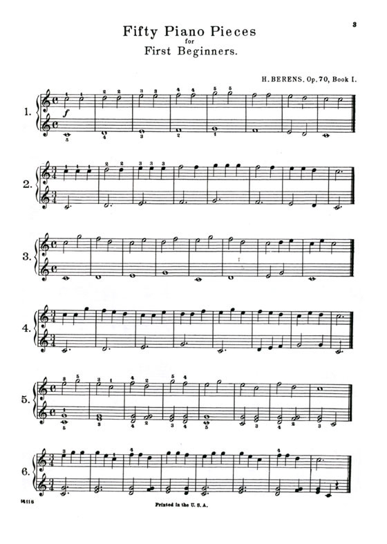 Berens【50 Piano Pieces】for Beginners , Op. 70 (Complete)