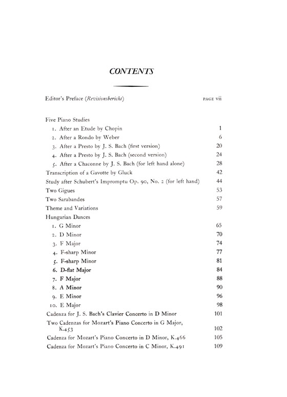 Johannes Brahms【Complete Transcriptions, Cadenzas and Exercises】for Solo Piano