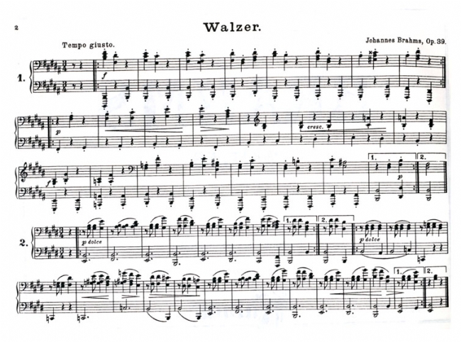 Brahms【 Waltzes , Op. 39】for One Piano / Four Hands